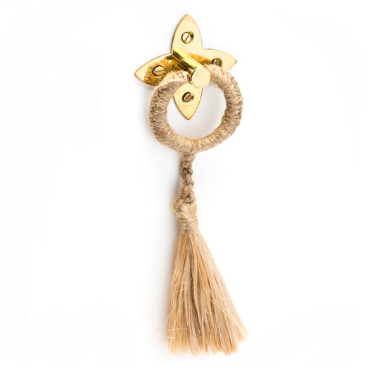 Jute Ring Pull with Brass Fasteners